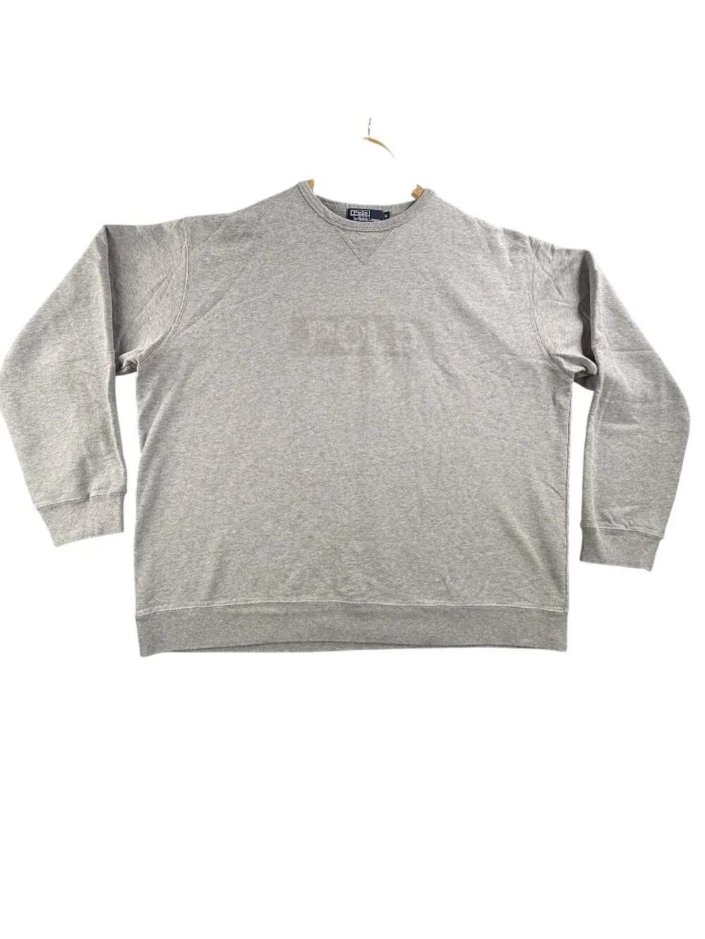 Vintage Polo Ralph Lauren Sweatshirt Men XL Gray Crewneck Tonal POLO Logo Cotton